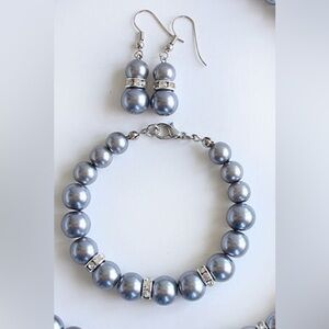 Gray/Silver Pearl Jewelry Set